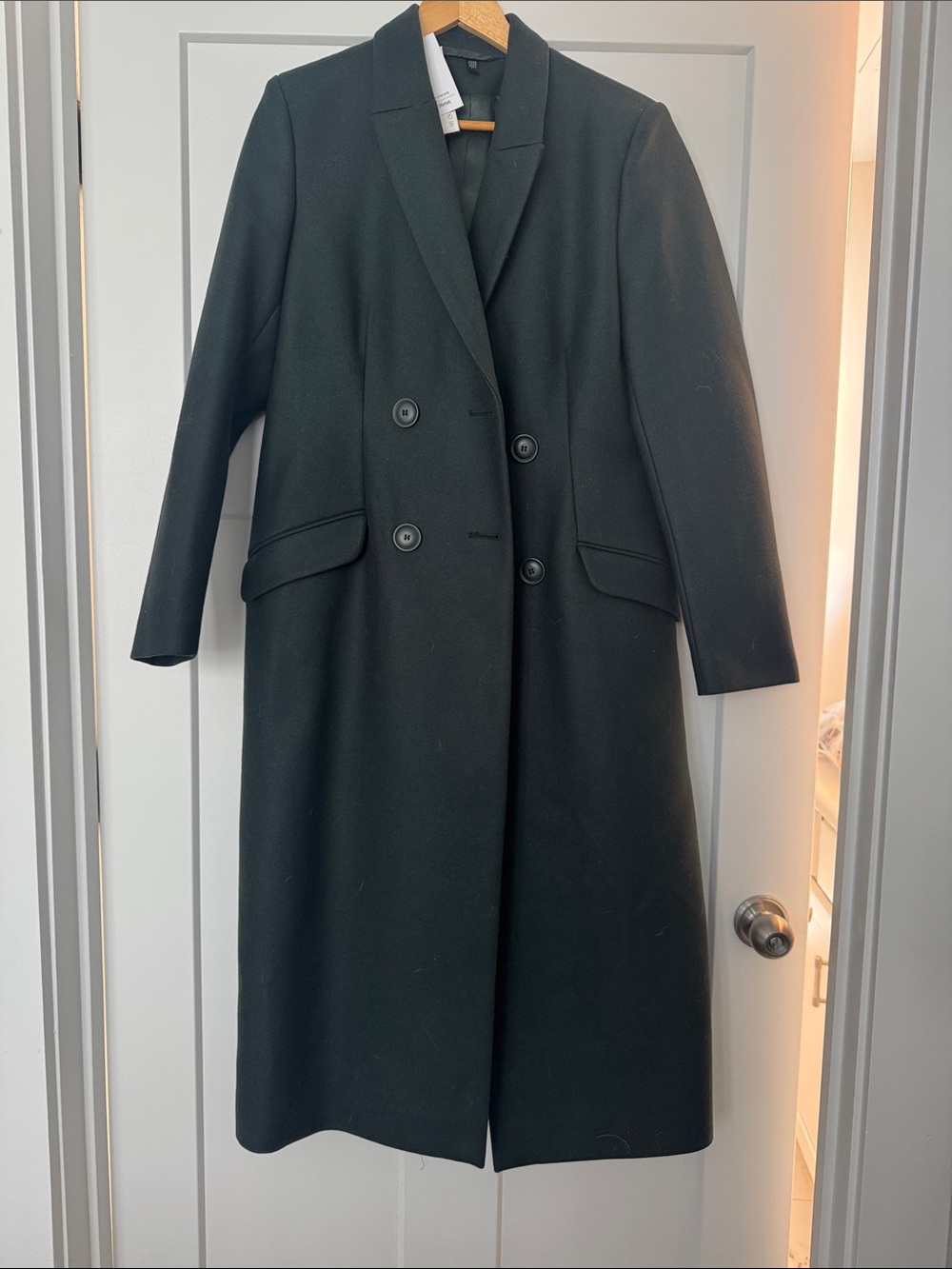 & Other Stories Double-Breasted Black Wool Long Coat